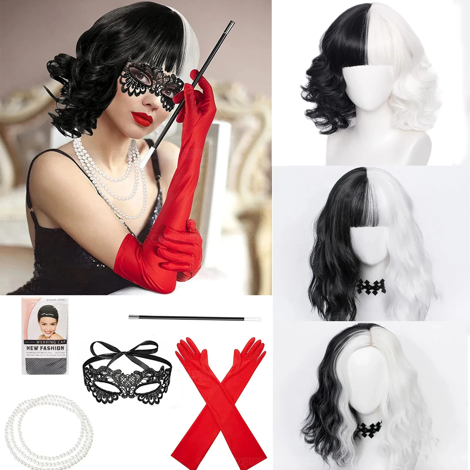 Cosplay Anime White Hair - Wig Cosplay Anime Cruella de Vil,