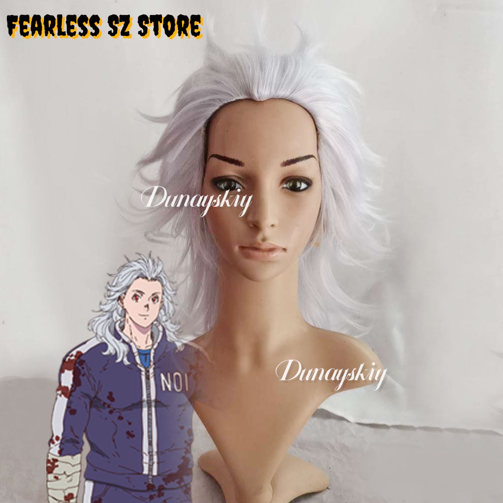 Cosplay Anime White Hair - Kostum Cosplay Dorohedoro Noi Rambut Sintetis