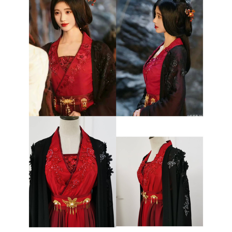 Kostum Hanfu Hitam Dan Merah J - Anime Cosplay Red ulasan dan harga