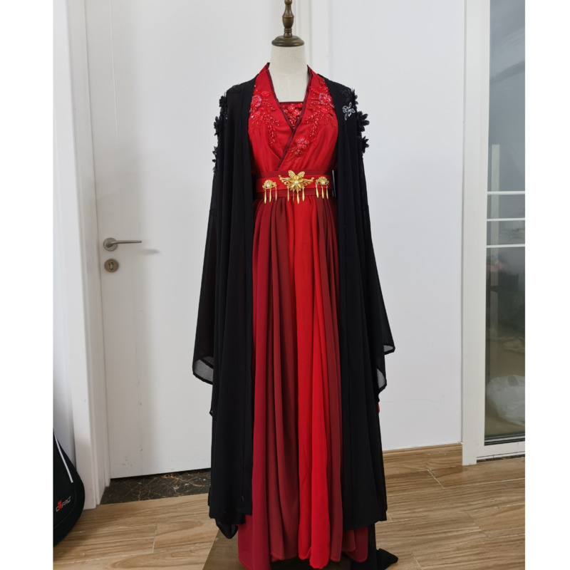 Kostum Hanfu Hitam Dan Merah J - Anime Cosplay Red ulasan dan harga