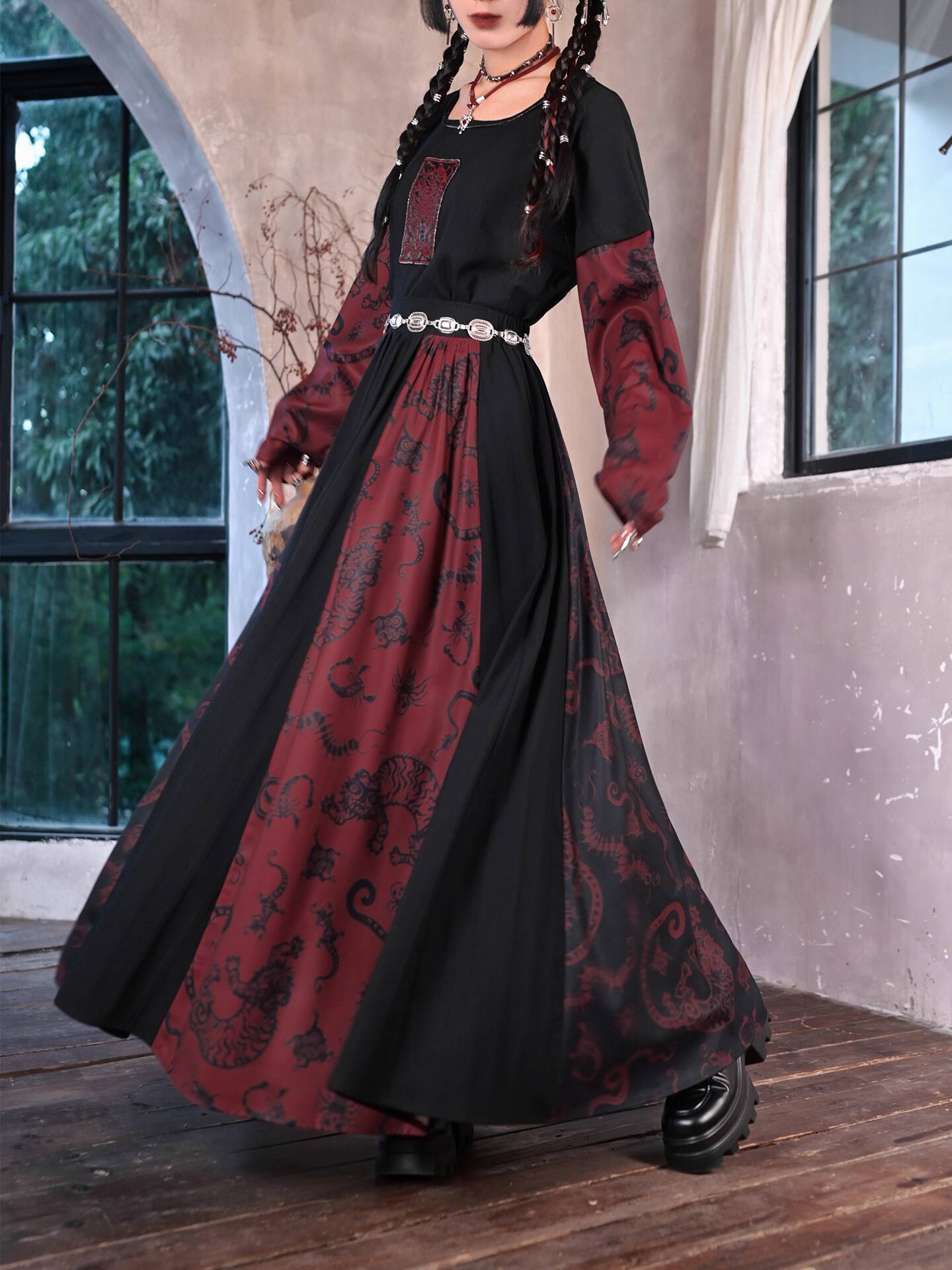 Rok Panjang Guofeng Baru yang  - Anime Cosplay Red ulasan dan harga