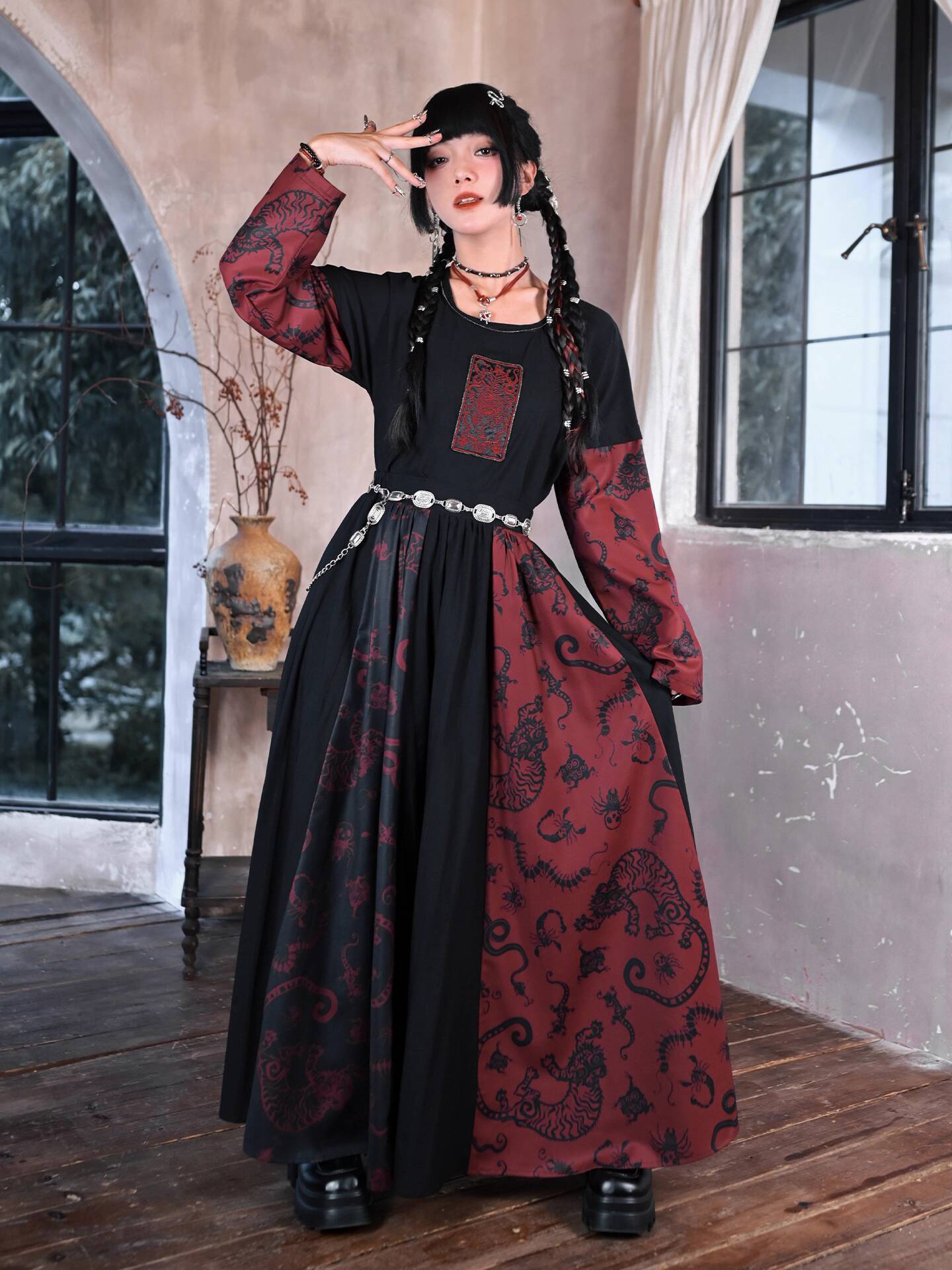 Rok Panjang Guofeng Baru yang  - Anime Cosplay Red ulasan dan harga