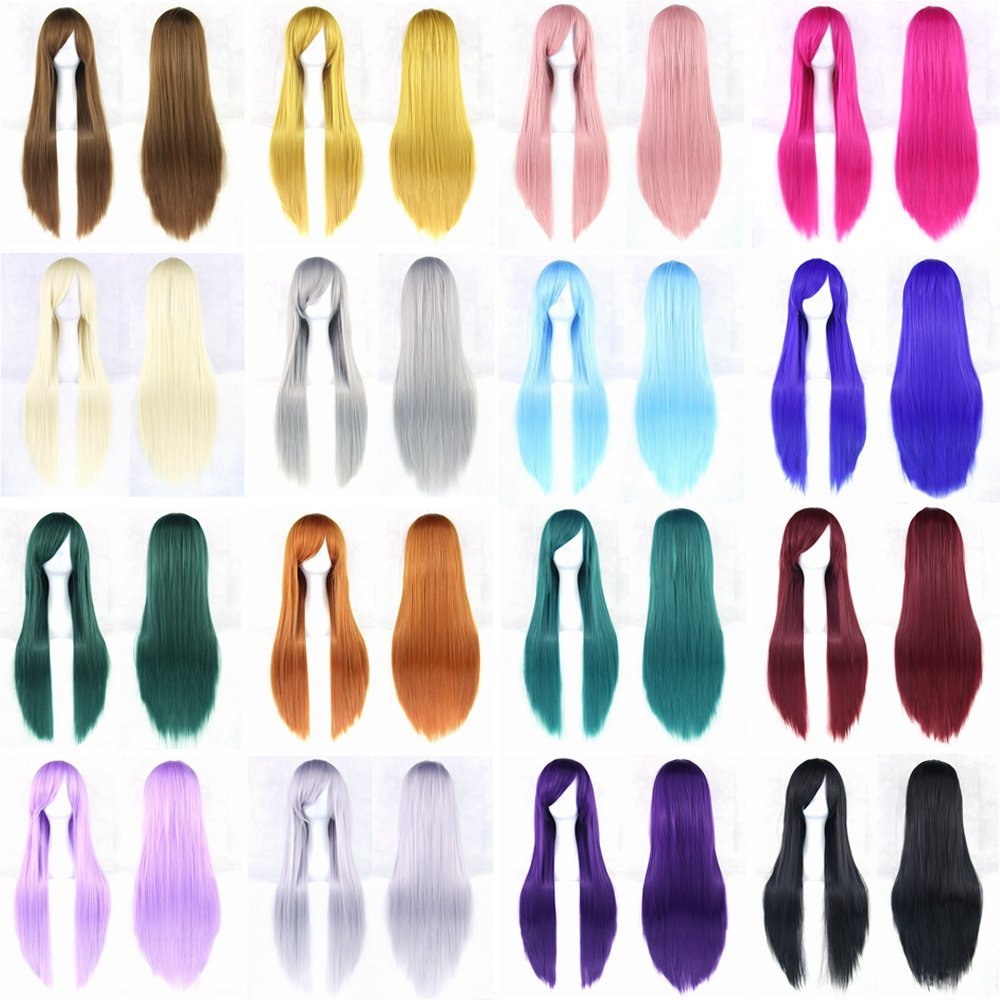Wig Cosplay rambut lurus panja - Cosplay Anime White Hair ulasan dan harga